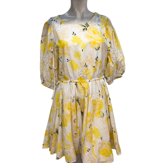 River Island Studios Casual Dress UK14 Women's Relaxed Fit Yellow Floral