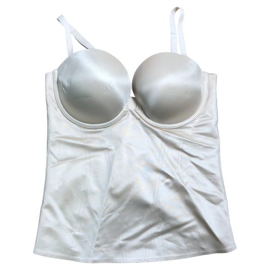 Women's Basque Corset UK34D Satin Cream Full Cups Adjustable Straps