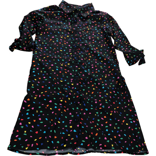 Dancing Leopard Women's Shirt Dress Size 10 Colourful Print Black