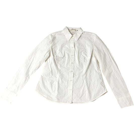 Women's Shirt Size 12 Cream Long Sleeve Cotton Blend Button Up