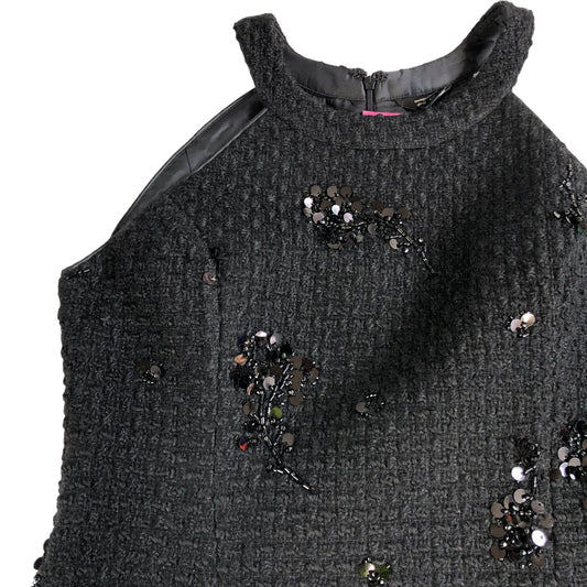 River Island Black Sequined Shift Dress UK8 Women's