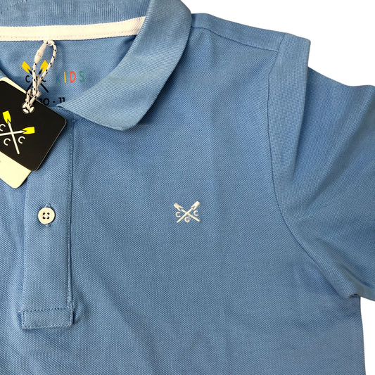 Crew Clothing Boys Polo Shirt Size 10-11 Years Light Blue Short Sleeve Top