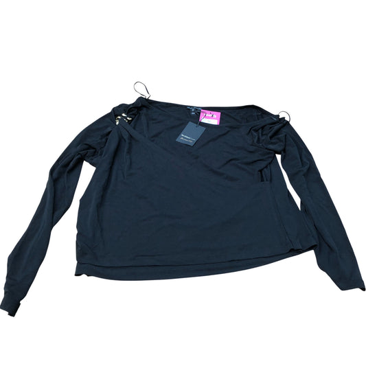 River Island Black Long Sleeve Top Women's Design with Gold Accent Size 16