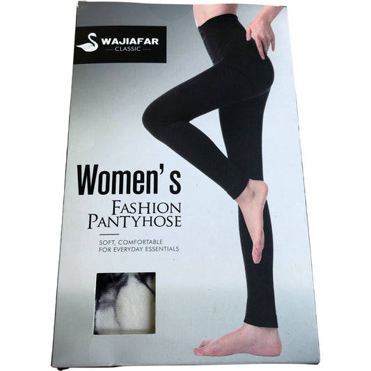 Wajiafar Classic Pantyhose Soft Comfortable Control Top Black/White Marble S