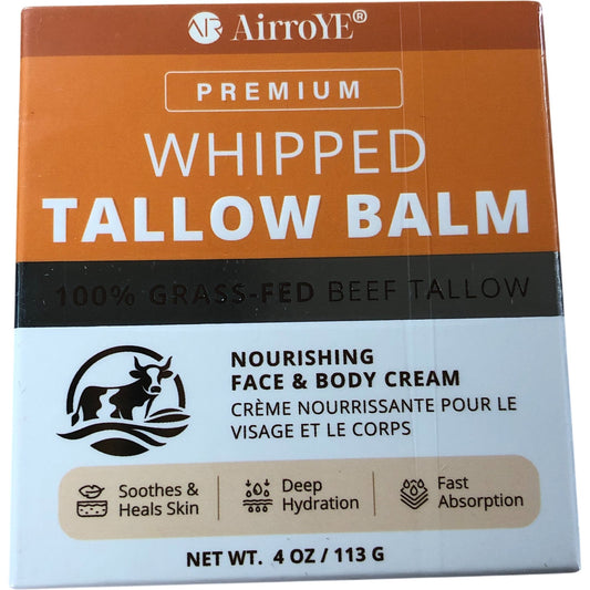 AirroYE Premium Whipped Tallow Balm 100% Grass Fed Beef Tallow 113g Nourishing