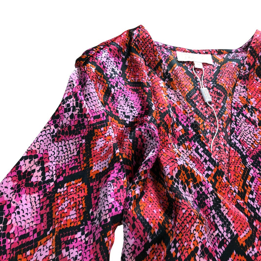 Branded Red Snakeskin Wrap Dress - Size 10