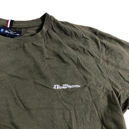 Ben Sherman T-Shirt Men's Casual Olive Green Cotton Short Sleeve Top Large