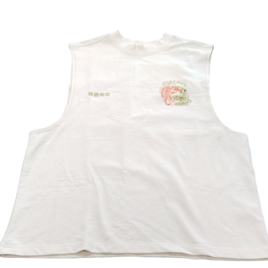 River Island Men's Graphic Vest Top Size UK M White Sleeveless Tiger Print