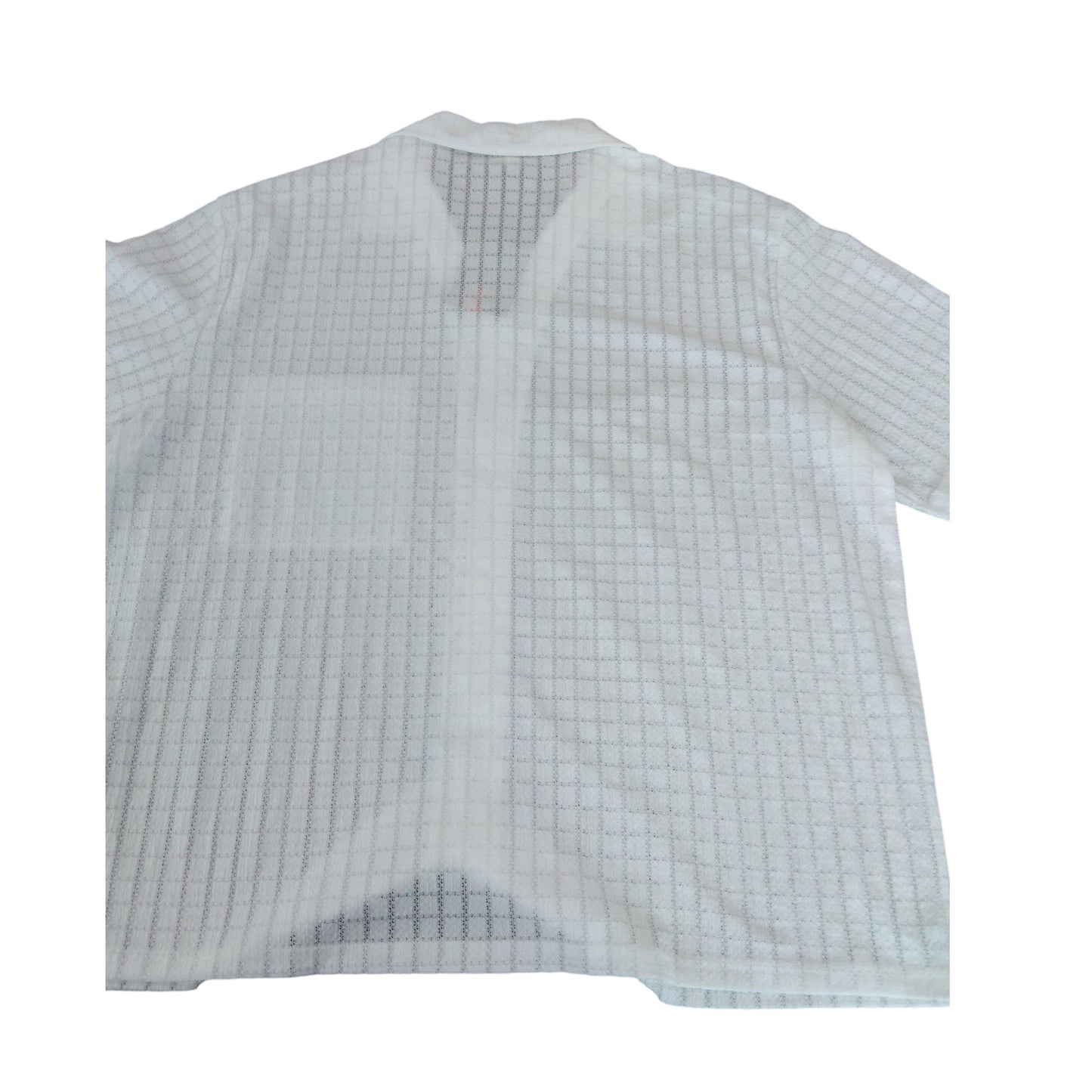 River Island Men's White Check Button Up Shirt UK XL Short Sleeve Casual Top