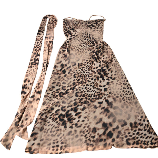 River Island Leopard Print Maxi Dress With Scarf - Size 14