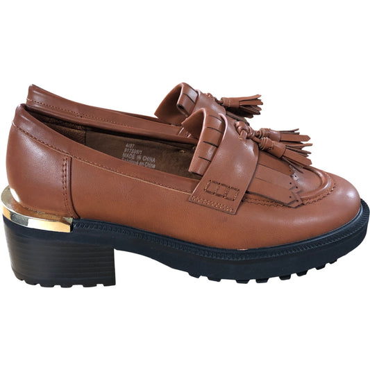 River Island Women’s Brown Leather Loafers Size UK4 Casual Shoes