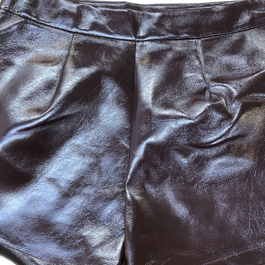 River Island Faux Leather Shorts UK Size 12 Women's High Waist Dark Brown