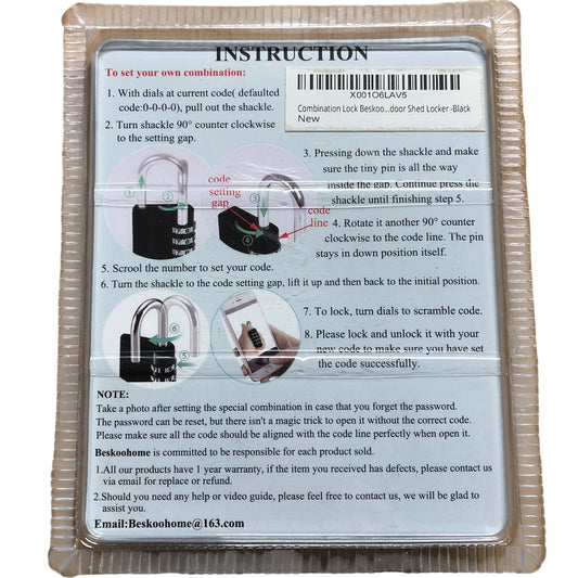 BESKOOHOME Combination Lock Set Hassle Free Password Lock Black 2 Pack