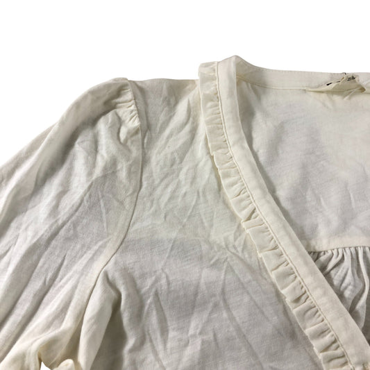 Off White Ruffled Long Sleeve Top - Size 10
