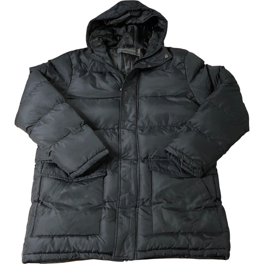 French Connection Puffer Jacket XL Men's Black Quilted Hooded Coat
