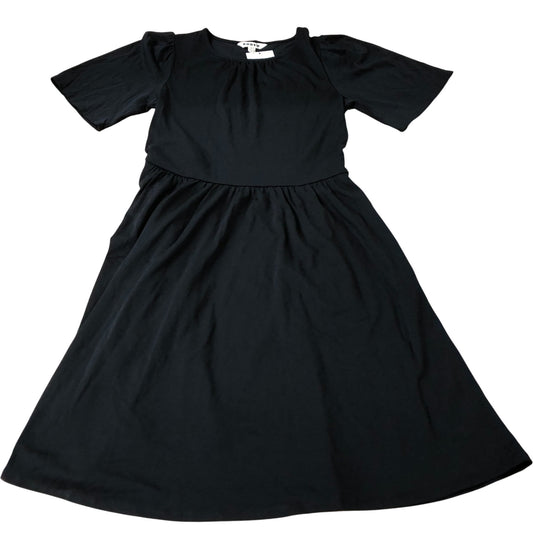 Black Midi Dress Women's Short Sleeve Flowy Casual Dress UK8