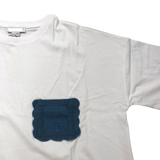 White Denim Pocket T-Shirt XXXL Women's Cotton Short Sleeve