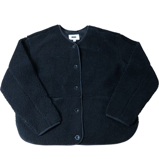 Fleece Jacket Size 12 Women's Black Button Front Casual Outerwear