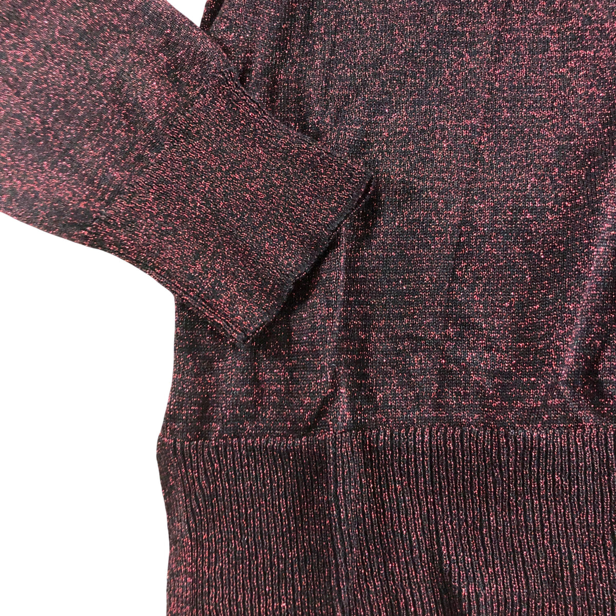 Long Sleeve Sweater Size 12 Women's Black and Red Sparkle Knit
