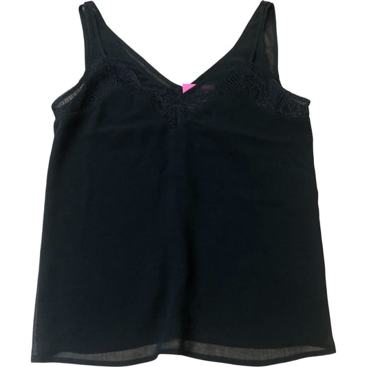 Black Lace Trim V Neck Camisole Top Women's Sleeveless Elegant XS