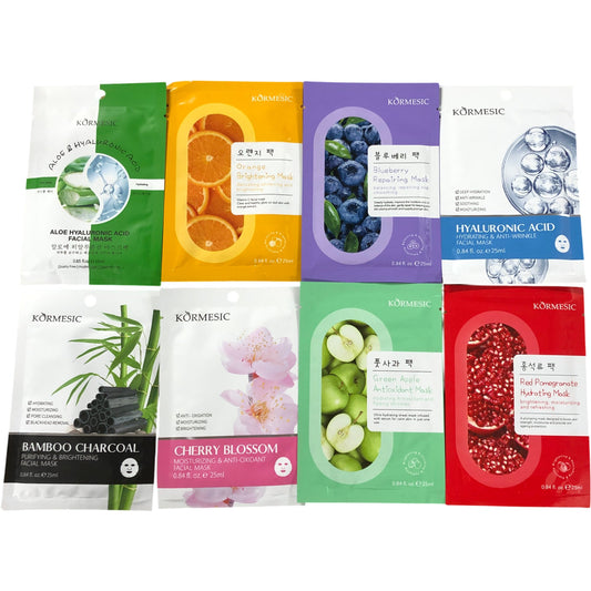 Körmesse Collection 8 Variety Korean Facial Mask Sheets Hydrating Brightening