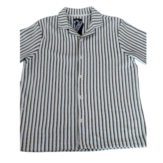River Island Men's Casual Shirt Large Lightweight Striped Pattern Short Sleeve