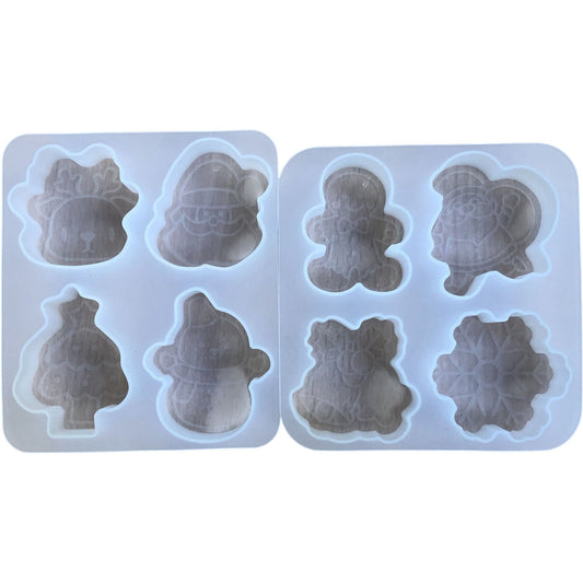 Christmas Silicone Moulds Set 2 Pack Snowman Gingerbread Cookie Designs