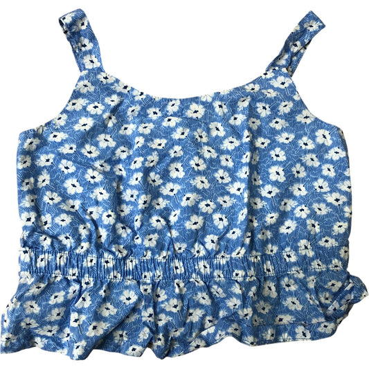 H&M Blue Floral Crop Top Age 5-6 Years Girls Cotton Sleeveless Style