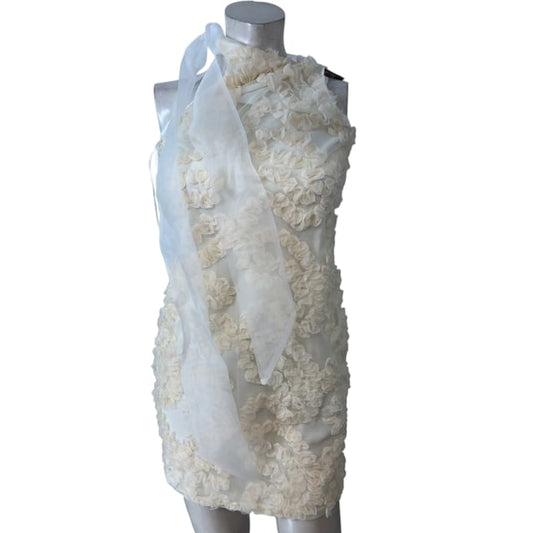 River Island Cream Floral Detail Dress UK Size L Women's Elegant Party Wear