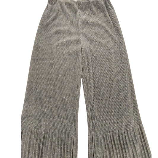 River Island UK14 Women's Metallic Pleated Trousers Shimmery Olive Green