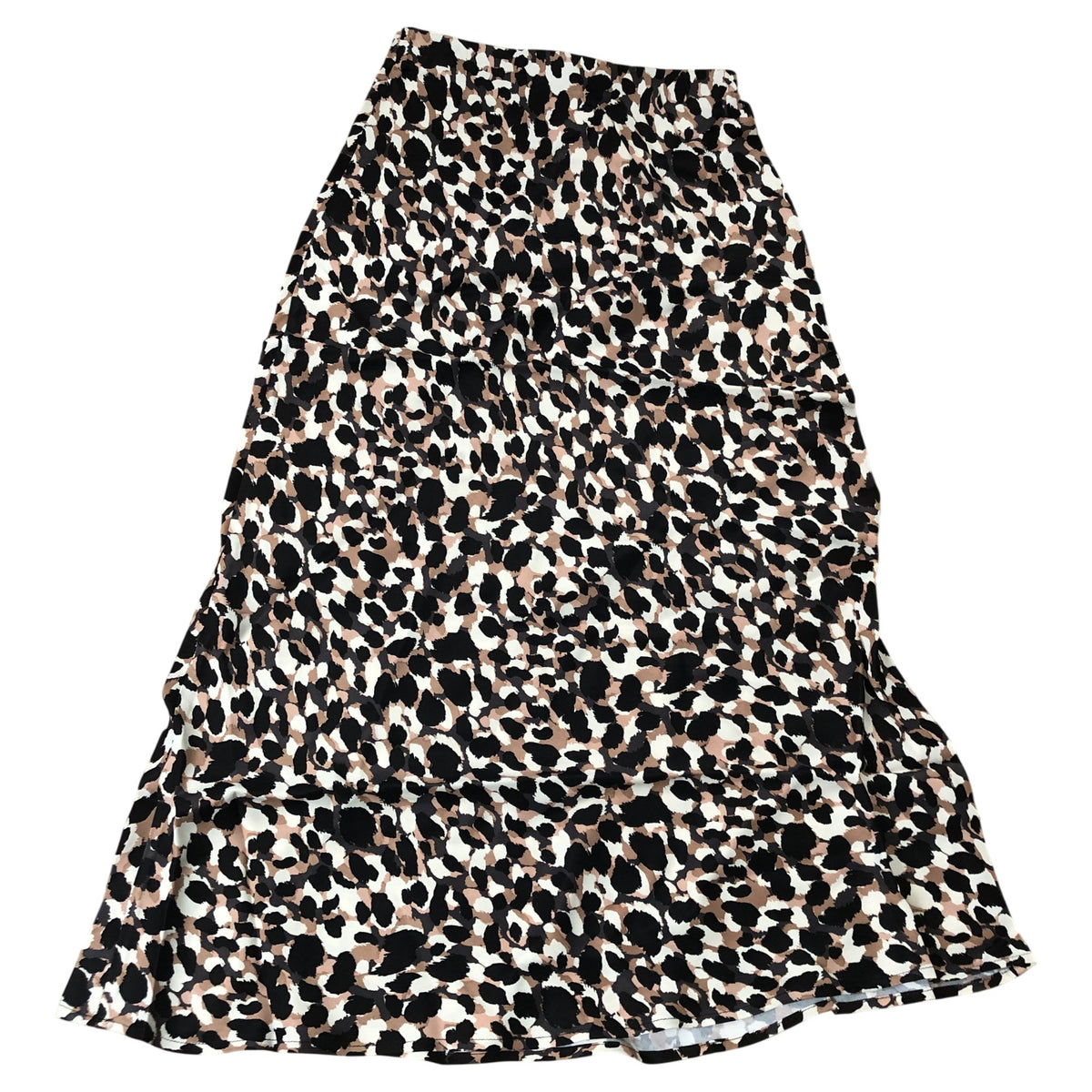 Leopard Print Midi Skirt Women's Elegant Flowy Style Lightweight XS