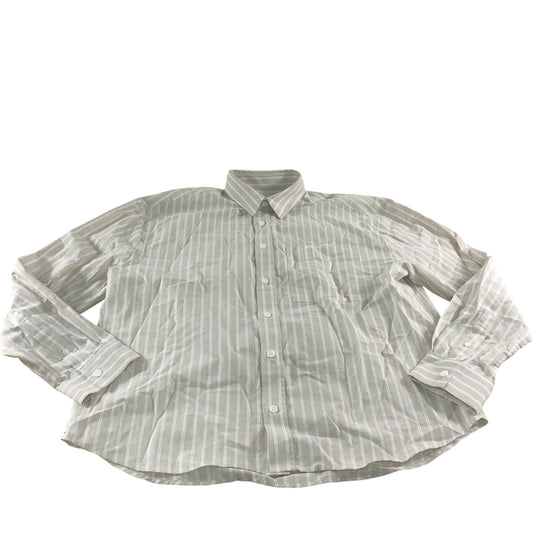River Island Men's M Shirt Beige Striped Button Up Casual Cotton