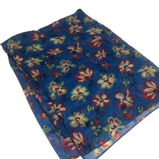 Weird Fish Kiera Scarf Floral Print Blue Eco Friendly 100 Percent Recycled