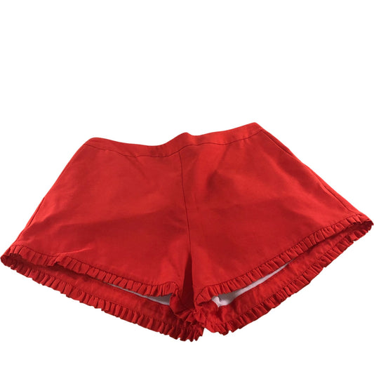 River Island Women's Red Frill Hem Shorts UK16 Cotton Blend Casual Summer
