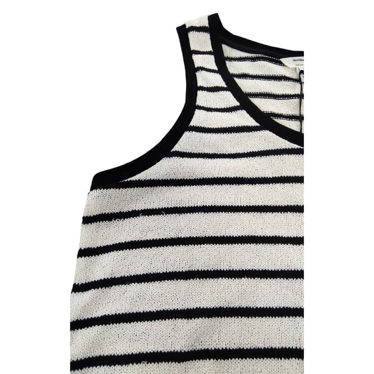 River Island Stripe Tank Top UK Large Women's Casual Knit Black Cream