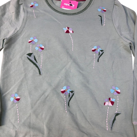Girls Embroidered Sweatshirt Size 7-8 Years Floral Pattern Long Sleeve