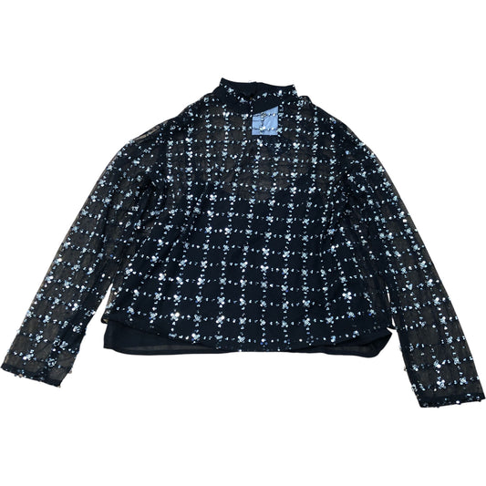 River Island Black Sequin Blouse Size 16