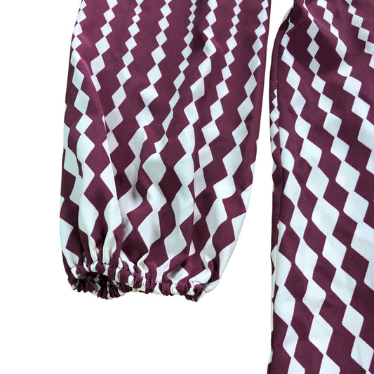 Friends Like These Red Geometric Long Sleeve Midi Dress - Size 14