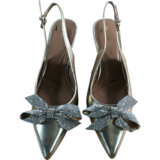 KG Kurt Geiger Women’s Slingback Heels Size 6 Gold Rhinestone Bow Stylish