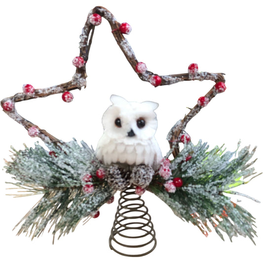 Owl Star Tree Topper Decoration Seasonal Holiday Ornament