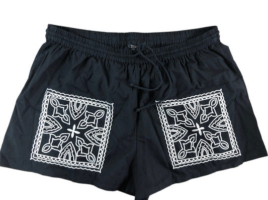 River Island Studios Women's Black Embroidered Shorts Size 20 Summer Style