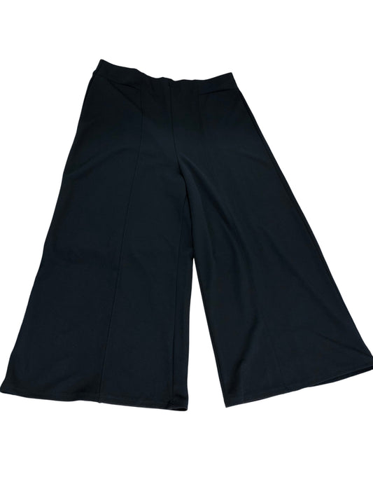 River Island Wide Leg Trousers UK16 Women's Black Polyester Elasto Stretch