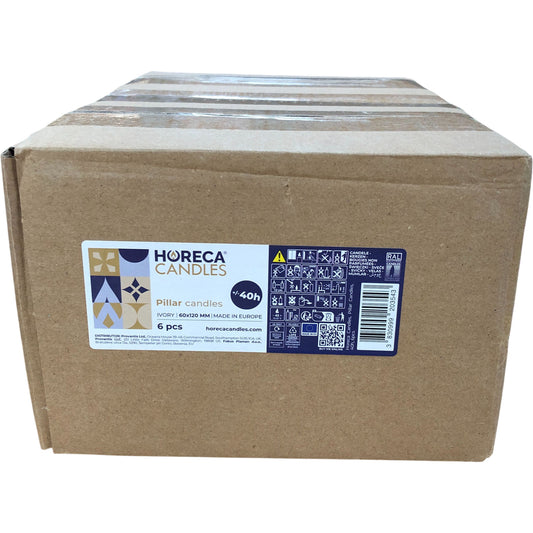 Horeca Candles Pillar Candles Ivory 60x120mm RAL Quality 12 Pack