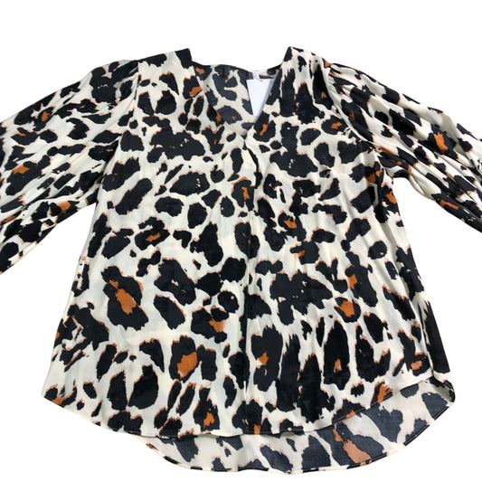 Branded UK12 Women's Blouse Leopard Print V Neck Long Sleeve