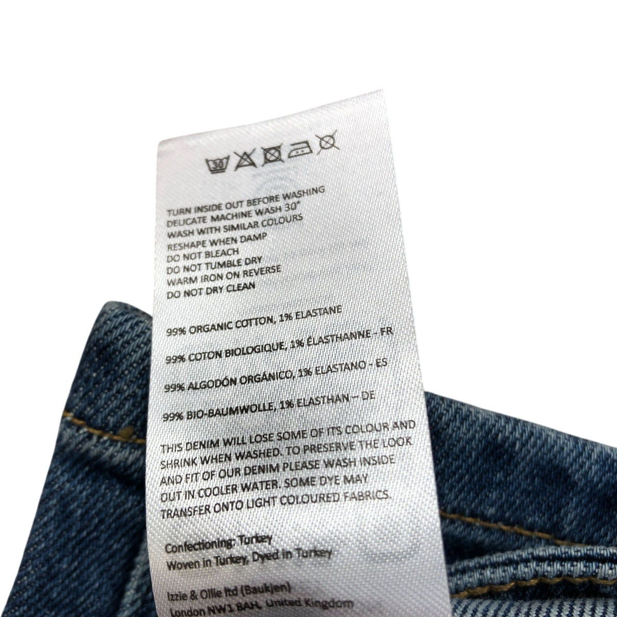 Baukjen Blue Straight Jeans UK Size 16 Organic Cotton Strip Style