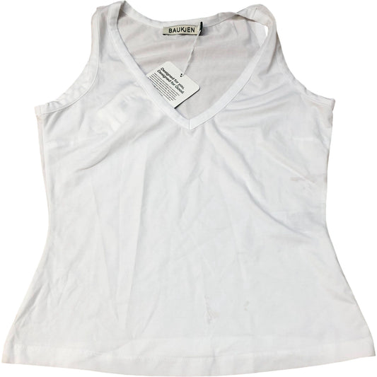 Baukjen Women's V Neck Tank Top Size UK8 White Organic Cotton Blend