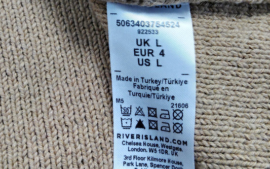 River Island Women's Knitted Skirt UK4 Camel Beanie Style New With Tags