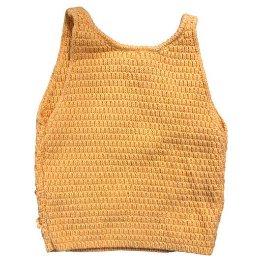River Island Girls Sleeveless Top 3-4 Years Orange Floral Crocheted Vest