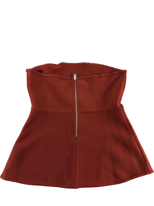 River Island Studios Strapless Top UK M Women's Orange/Red Flared Peplum Style
