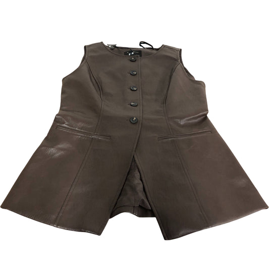 River Island Brown Sleeveless Vest Size 12 Women's Lightweight Button Up